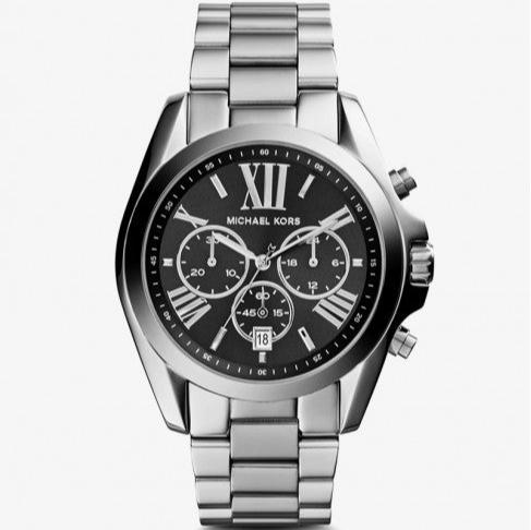 Michael Kors Bradshaw Black Dial Silver Steel Strap Watch for Men - MK5705