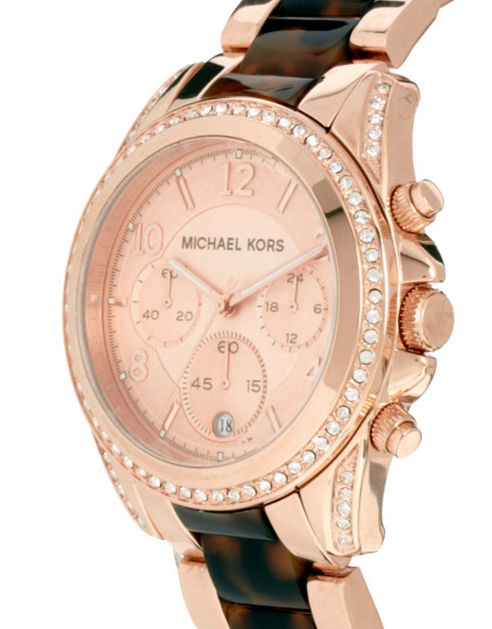 Michael Kors Blair Rose Gold Dial Two Tone Steel Strap Watch For Women - MK5859