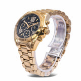 Michael Kors Bradshaw Chronograph Black Dial Gold Steel Strap Watch For Women - MK6959