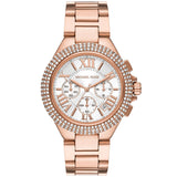 Michael Kors Camille Chronograph White Dial Rose Gold Steel Strap Watch For Women - MK6995