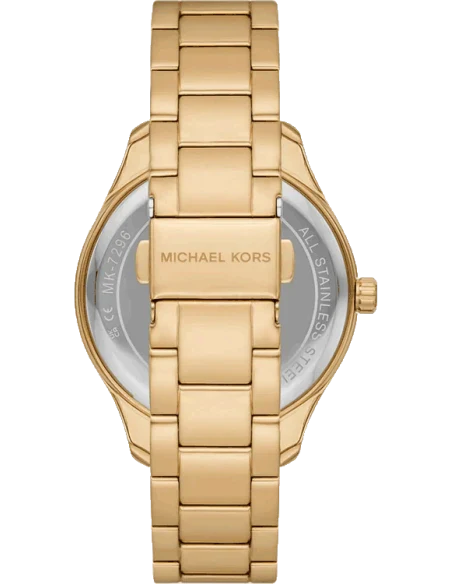Michael Kors Layton Chronograph Brown Dial Gold Steel Strap Watch For Women - MK7296