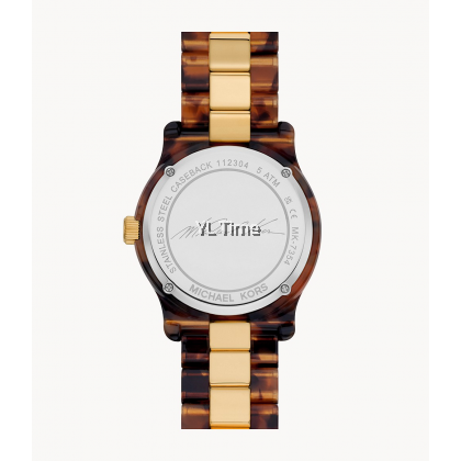 Michael Kors Runway Three-Hand Brown Dial Two Tone Steel Strap Watch for Women - MK7354