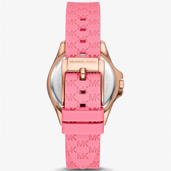 Michael Kors Mini Pilot Quartz Rose Gold Dial Pink Silicone Strap Watch For Women - MK7375