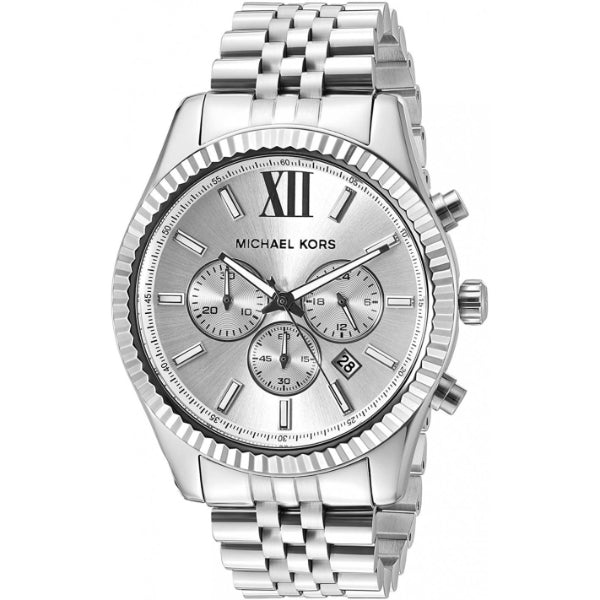 Michael Kors Lexington Silver Dial Silver Steel Strap Watch for Men - MK8405
