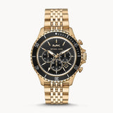 Michael Kors Bayville Chronograph Black Dial Gold Steel Strap Watch For Men - MK8726
