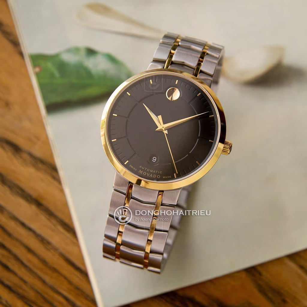 Movado 1881 Automatic Black Dial Two Tone Steel Strap Watch For Men - 0606916