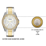 Fossil Riley White Dial Two Tone Steel Strap Watch for Women - ES3204