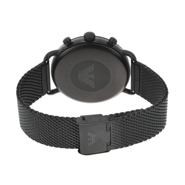 Emporio Armani Aviator Chronograph Black Dial Black Mesh Bracelet Watch For Men - AR11264
