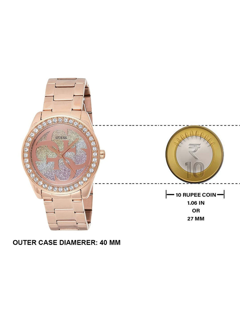 Guess G Twist Diamonds Rose Gold Dial Rose Gold Steel Strap Watch For Women - W1201L3