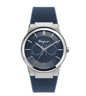 Salvatore Ferragamo Sapphire Blue Dial Blue Rubber Strap Watch for Men - SFHP00120
