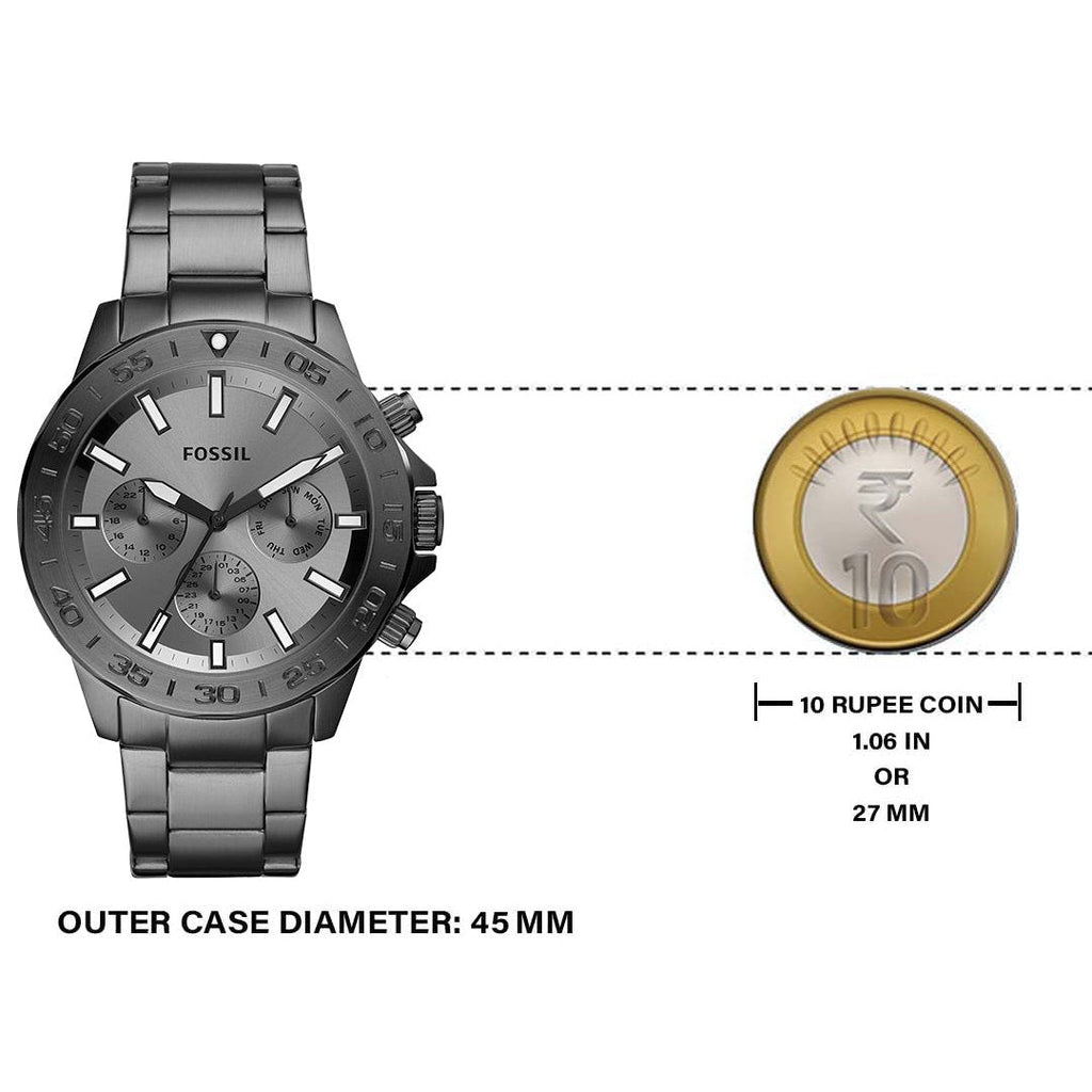 Fossil Bannon Multifunction Chronograph Grey Dial Grey Steel Strap Watch for Men - BQ2491