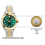 Versace Hellenium Green Dial Two Tone Steel Strap Watch for Men - VEVK00620