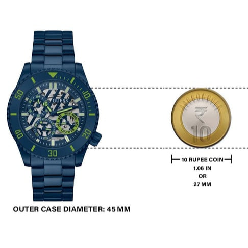 Guess Axle Multifunction Navy Blue Dial Blue Steel Strap Watch For Men - GW0488G4
