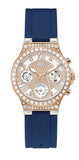 Guess Moonlight Diamonds White Dial Blue Rubber Strap Watch for Women - GW0257L3