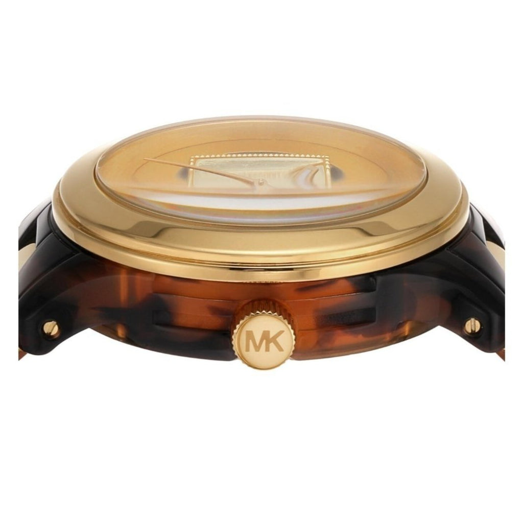 Michael Kors Runway Three-Hand Brown Dial Two Tone Steel Strap Watch for Women - MK7354