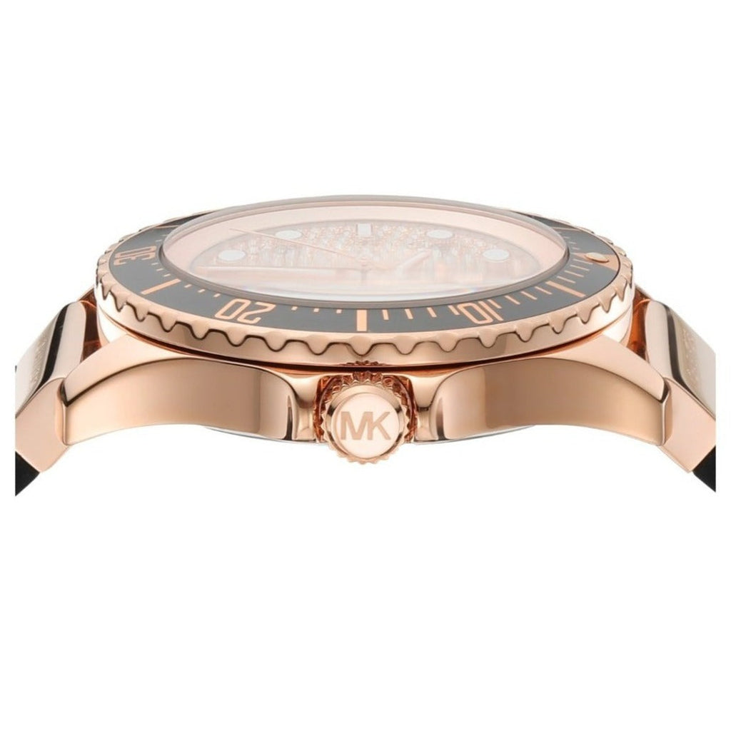Michael Kors Everest Analog Rose Gold Dial Black Silicone Strap Watch For Women - MK7358