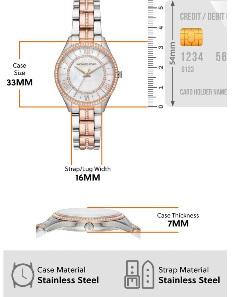 Michael Kors Lauryn Mother of Pearl Dial Two Tone Steel Strap Watch For Women - MK3979