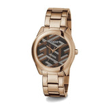 Guess Cubed Analog Black Dial Rose Gold Steel Strap Watch For Women - GW0607L3