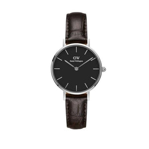 Daniel Wellington Classic Petite York Black Dial Brown Leather Strap Watch For Women - DW00100238