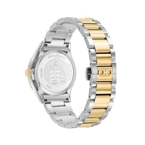 Salvatore Ferragamo Sapphire Chrono Green Dial Two Tone Steel Strap Watch for Men - SFME01223