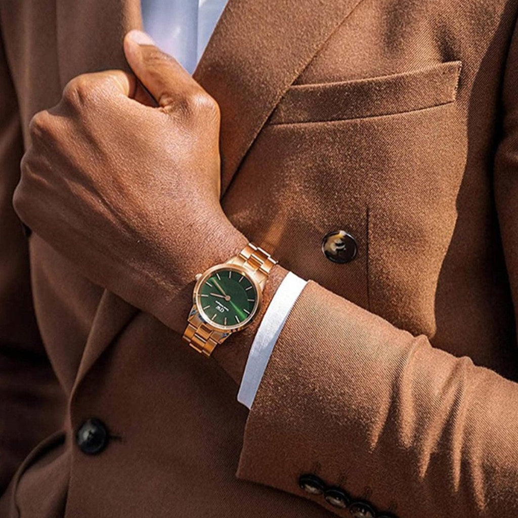 Daniel Wellington Iconic Link Emerald Green Dial Rose Gold Steel Strap Watch For Women - DW00100419