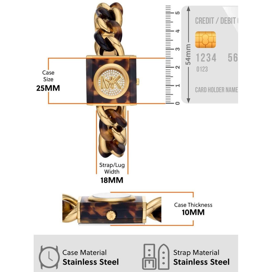 Michael Kors Chain Lock Analog Silver Dial Two Tone Steel Strap Watch for Women - MK4808