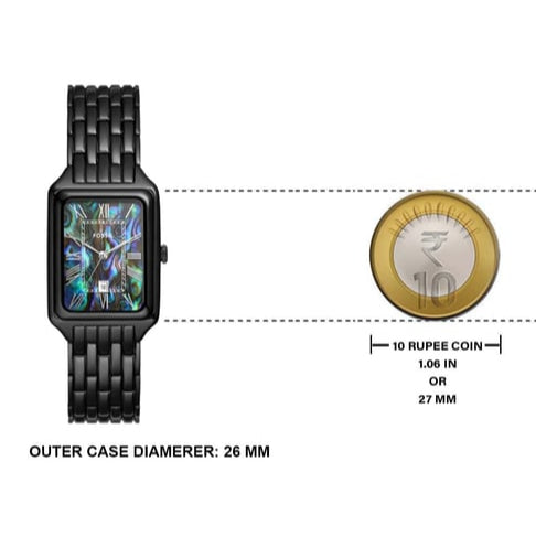 Fossil Raquel Three Hand Date Black Dial Black Steel Strap Watch For Women - ES5340