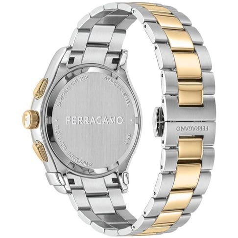 Salvatore Ferragamo 1927 Chrono Silver Dial Two Tone Steel Strap Watch for Men - SFKZ00523