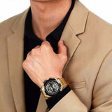 Maserati Traguardo Skeleton Black Dial Gold Steel Strap Watch For Men - R8873612058