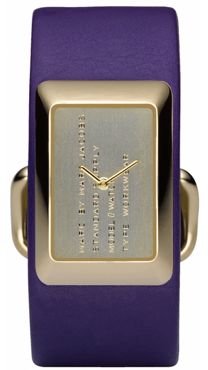 Marc Jacobs Champagne Dial Purple Leather Strap Watch for Women - MBM2044