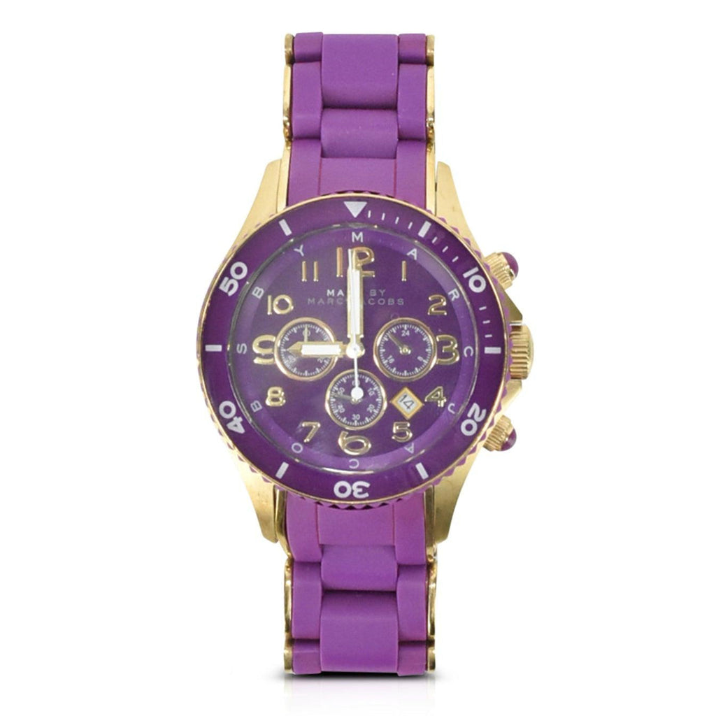 Marc Jacobs Rock Chronograph Purple Dial Purple Silicone Strap Watch for Women - MBM2549