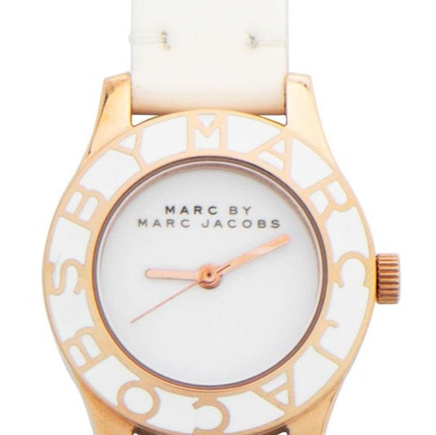 Marc Jacobs Blade White Dial White Leather Strap Watch for Women - MBM1179