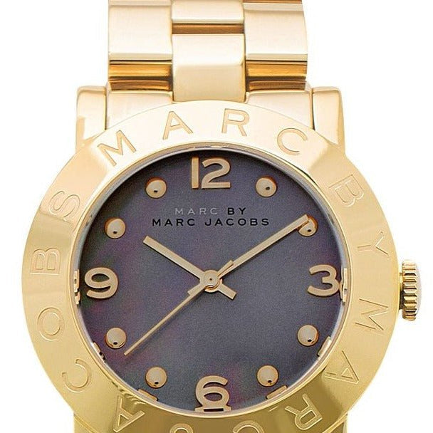 Marc Jacobs Amy Black Dial Gold Steel Strap Watch for Women - MBM3273