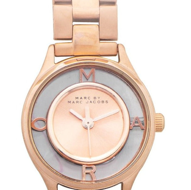 Marc Jacobs Tether Transparent Rose Gold Dial Rose Gold Steel Strap Watch for Women - MBM3417