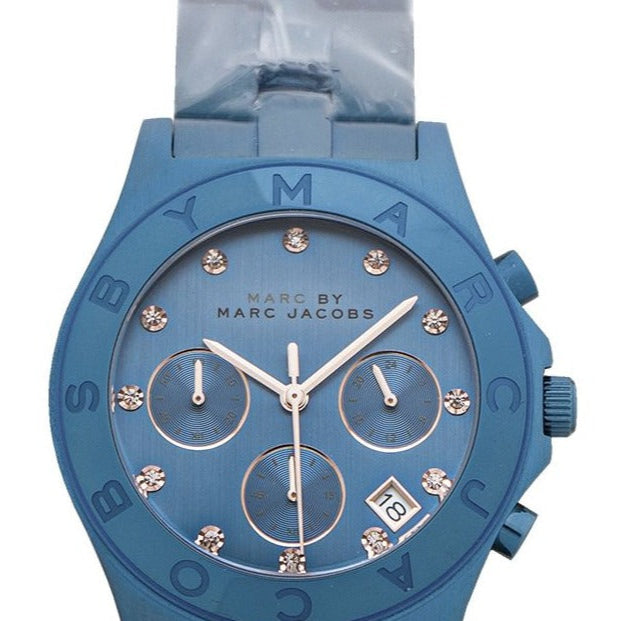 Marc Jacobs Blade Chronograph Blue Dial Blue Steel Strap Watch for Women - MBM8581