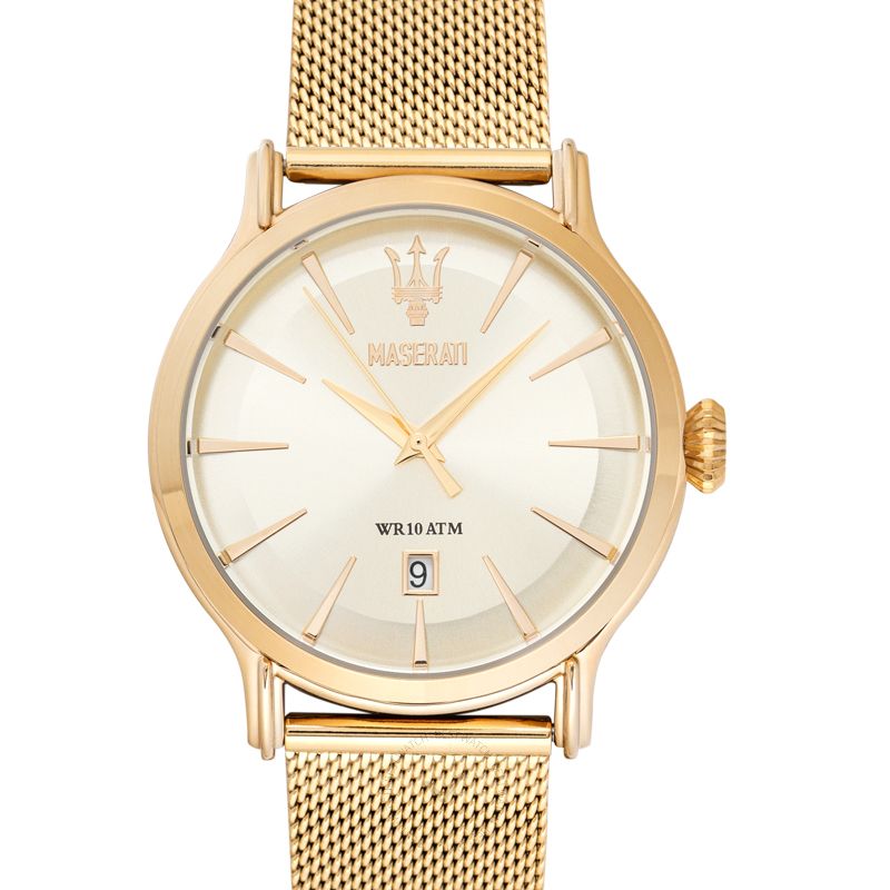 Maserati Epoca Golden Dial Golden Mesh Bracelet Watch For Men - R8853118003