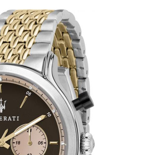 Maserati Legend Chronograph Brown Dial Two Tone Steel Strap Watch For Men - R8873638003