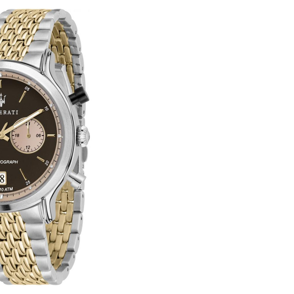 Maserati Legend Chronograph Brown Dial Two Tone Steel Strap Watch For Men - R8873638003