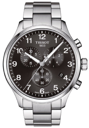 Tissot T Classic Chrono XL Black Dial Silver Steel Strap Watch For Men - T116.617.11.057.01