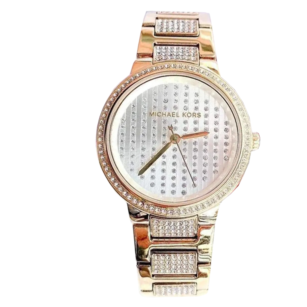 Michael Kors Gabbi Crystals Gold Dial Gold Steel Strap Watch For Women - MK3985