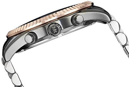Michael Kors Lexington Chronograph Black Dial Two Tone Steel Strap Watch for Men - MK8561