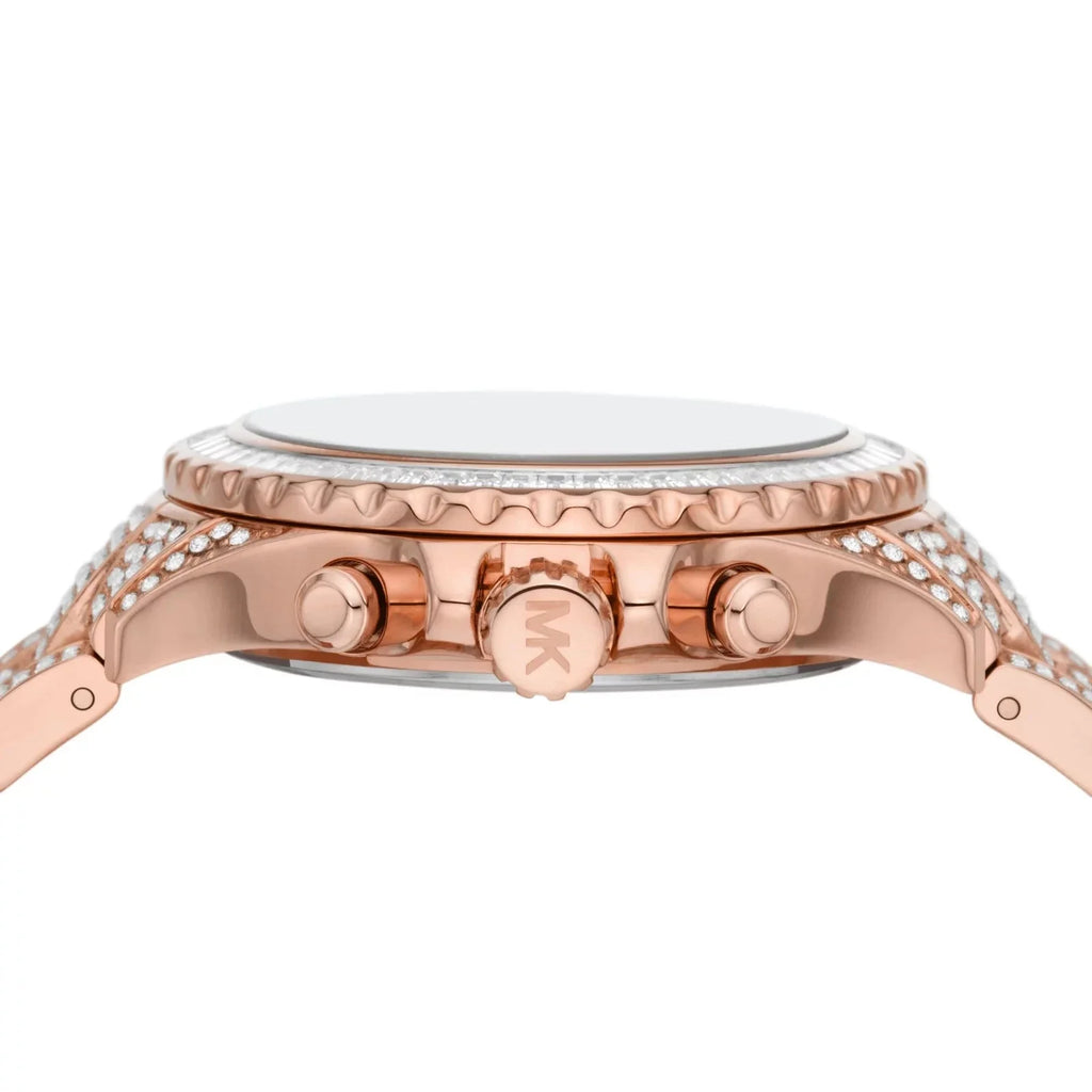 Michael Kors Everest Chronograph Crystals Rose Gold Dial Rose Gold Steel Strap Watch For Women - MK7235