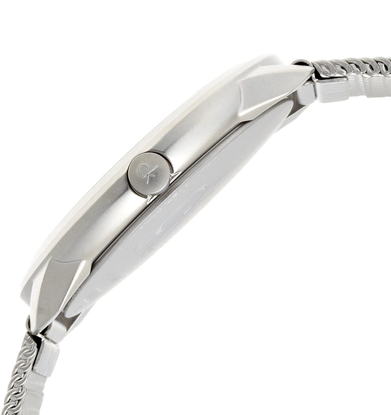 Calvin Klein Minimal Grey Dial Silver Mesh Bracelet Watch for Women - K3M53154