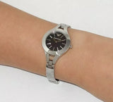 Emporio Armani Classic Quartz Black Dial Silver Steel Strap Watch For Women - AR7328
