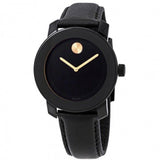 Movado Bold Black Dial Black Leather Strap Watch for Women - 3600527