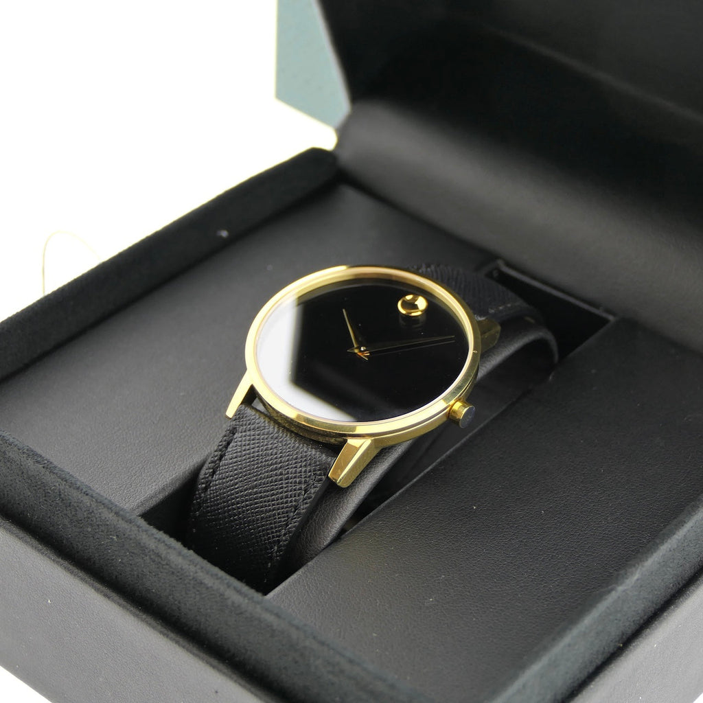 Movado Museum Classic Quartz Black Dial Black Leather Strap Watch for Men - 0607195