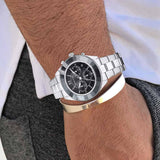 Swarovski Octea Lux Sport Chronograph Black Dial Silver Steel Strap Watch for Women - 5610520