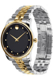 Movado Museum Classic Diamonds Black Dial Two Tone Steel Strap Watch For Men - 0606879