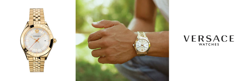 Versace Hellenyium Analog White Dial Gold Steel Strap Watch for Men - VEVK00720