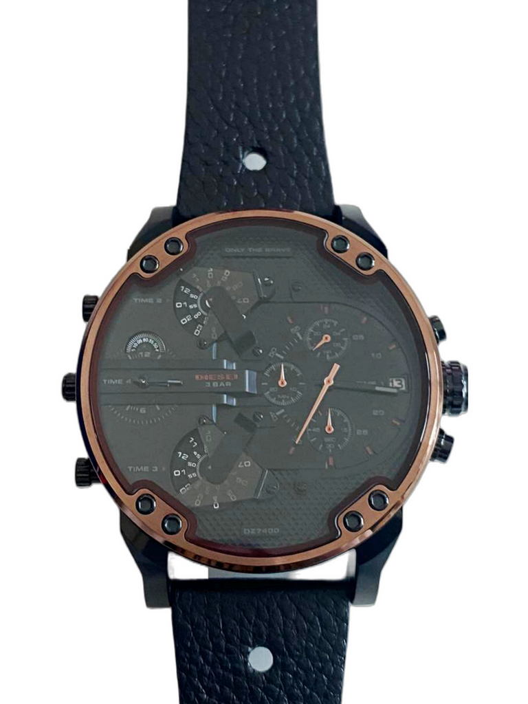 Diesel Mr Daddy 2.0 Chronograph Black Dial Black Steel Strap Watch For Men - DZ7400